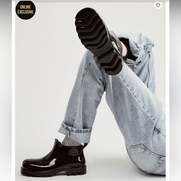 Free People High Street Low Top Slip On Lug Sole Rain Boot Black Size 10 - Picture 2 of 10